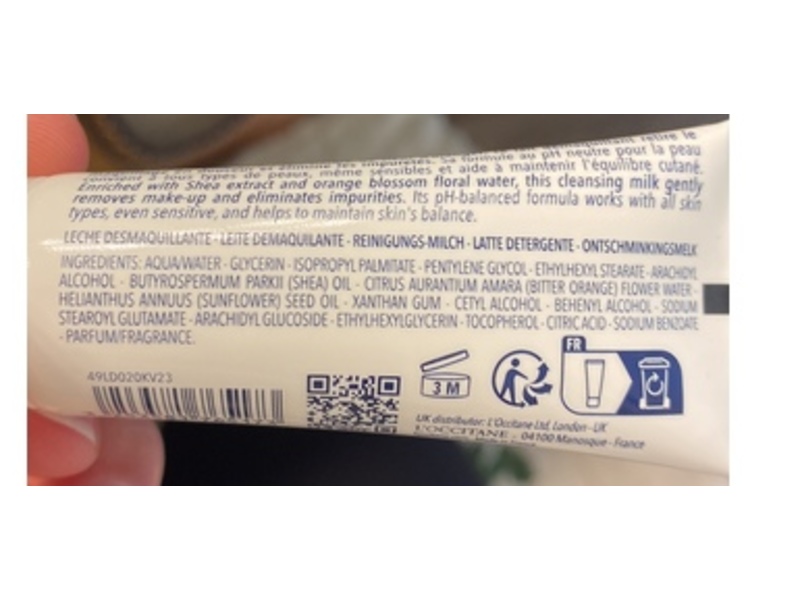 L'Occitane En Provence Cleansing Milk, Shea Extract, 0.67 fl oz/20 mL