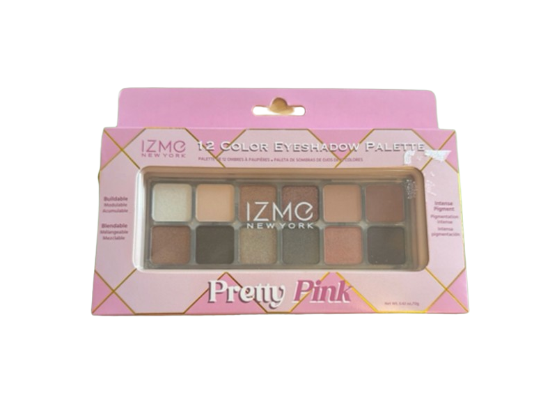 Izme 12 Color Eyeshadow Palette, Pretty Pink, 0.42 oz/12 g