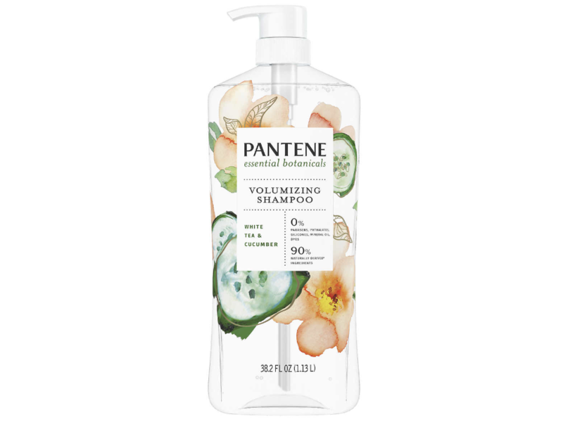 Pantene Essential Botanicals Volumizing Shampoo, White Tea & Cucumber, 38.2 fl oz/1.13 L