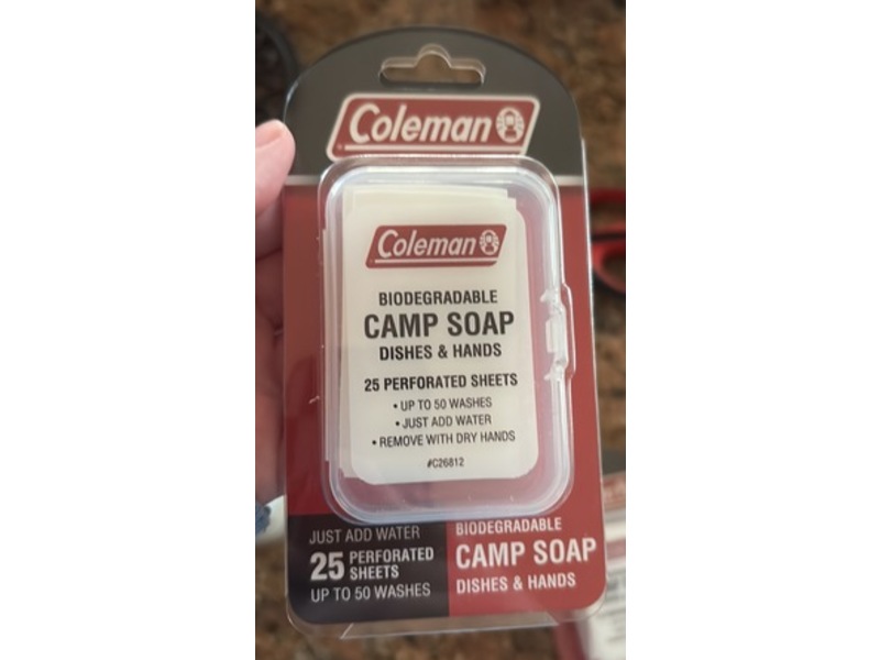 Coleman Biodegradable Dishes & Hands Camp Soap Sheets, 25 Count