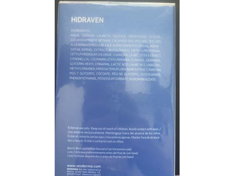 Sesderma Hidraven Foamy Soap Free Cream, 10.14 fl oz/300 mL