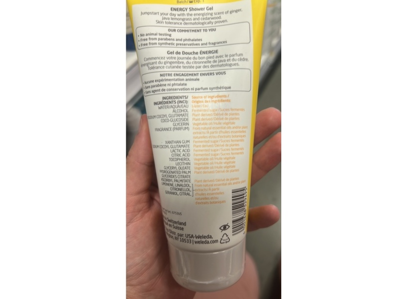 Weleda Energy Shower Gel, Ginger + Java Lemongrass & Cedarwood Extracts, 6.8 fl oz/200 mL