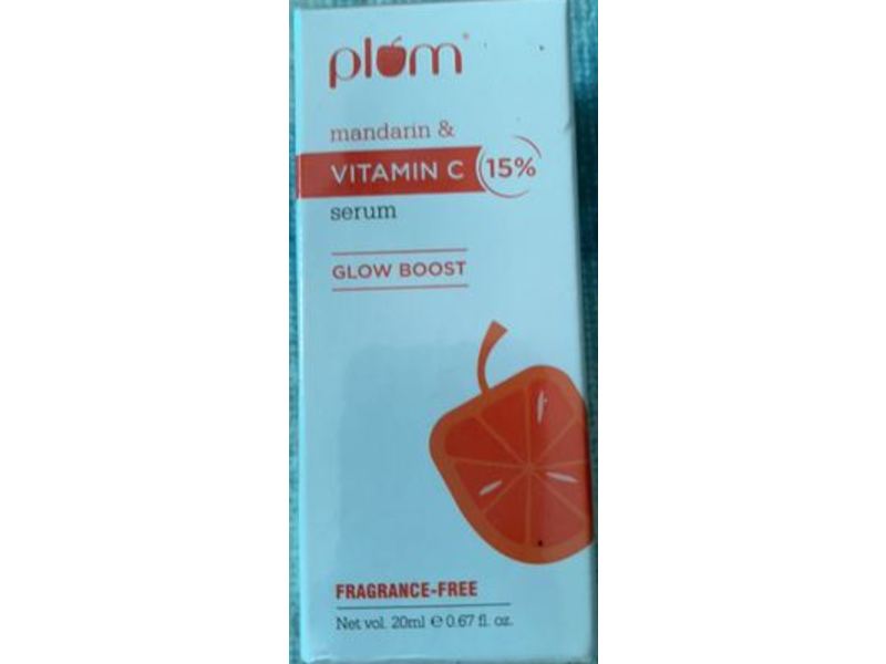Plum Glow Boost Face Serum, Mandarin & Vitamin C, Fragrance-Free, 0.67 fl oz/20 ml L