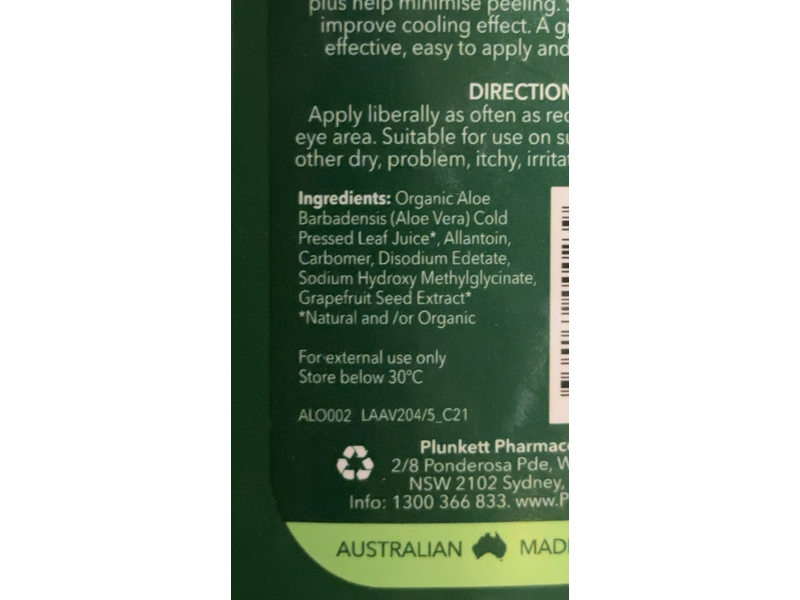 Plunkett's Soothing Gel, Aloe Vera, 240 mL