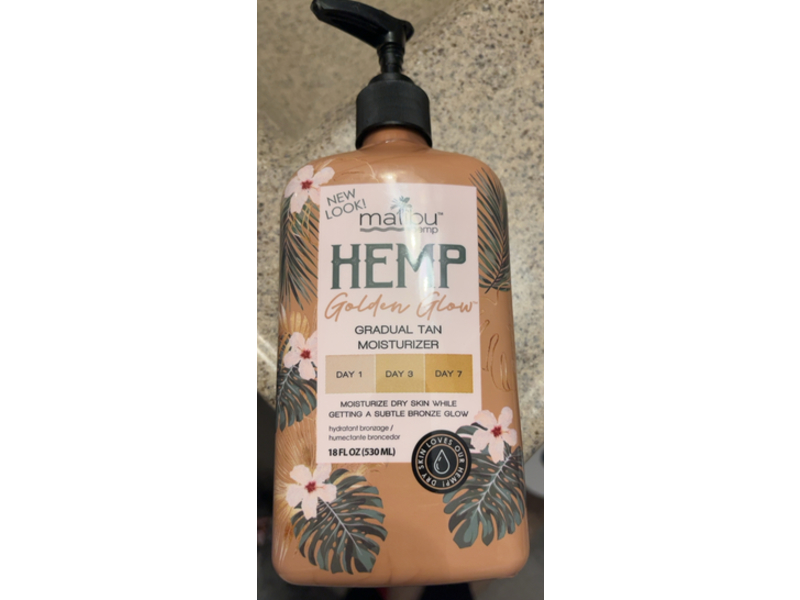 Malibu Hemp Golden Glow Gradual Tan Moisturizer, 18 fl oz/530 mL