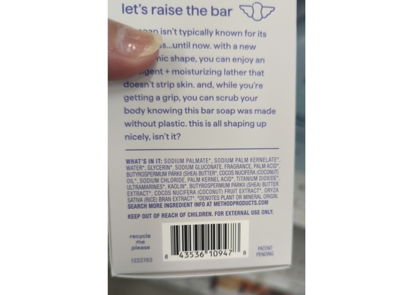 Method Simply Nourish Body Wash Bar, Coconut + Rice Milk & Shea Butter, 10 oz/283 g