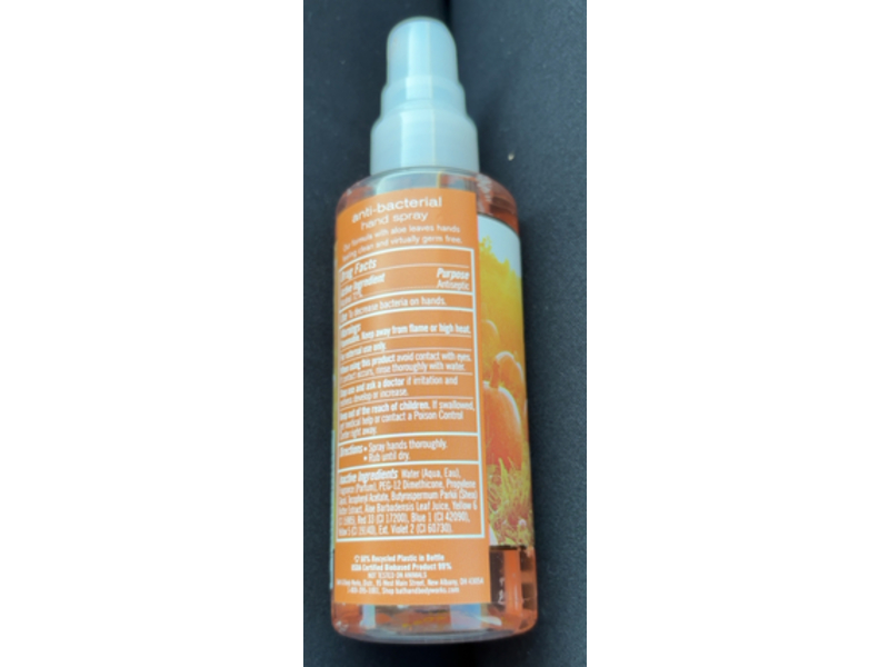 Bath & Body Works Anti-Bacterial Hand Spray, Sweet Cinnamon Pumpkin, 3 fl oz/88 mL