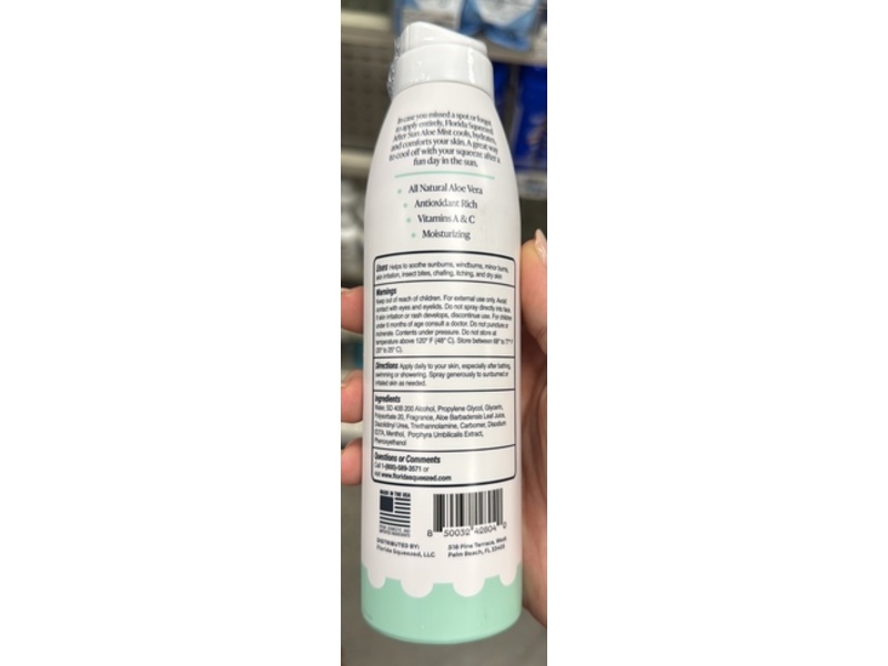 Florida Squeezed After Sun Moisturizing Aloe Mist, 6 oz/170 g