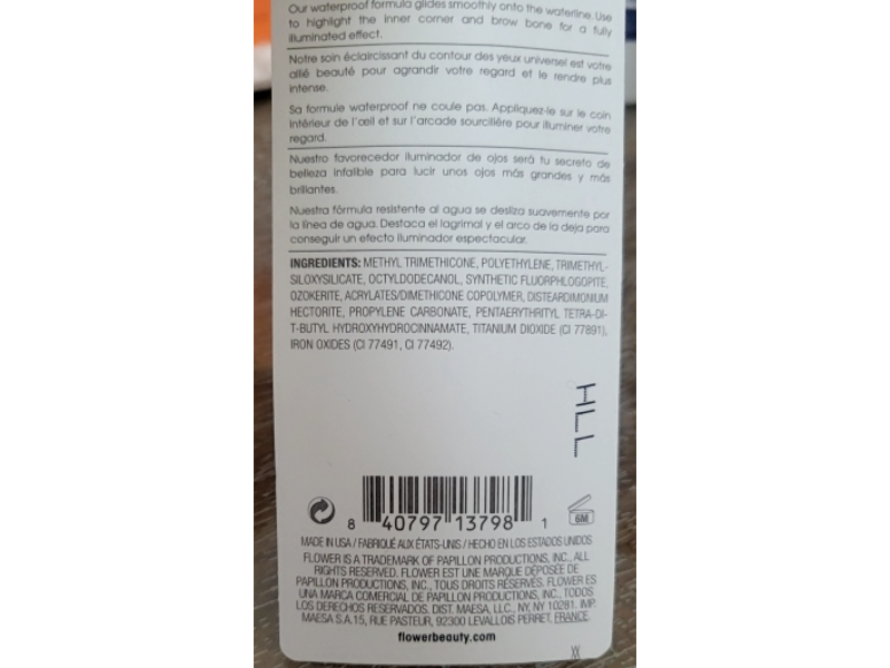 Flower Beauty Forever Wear Eye Lighter, EL1 Moonstone, 0.01 fl oz/0.27 g