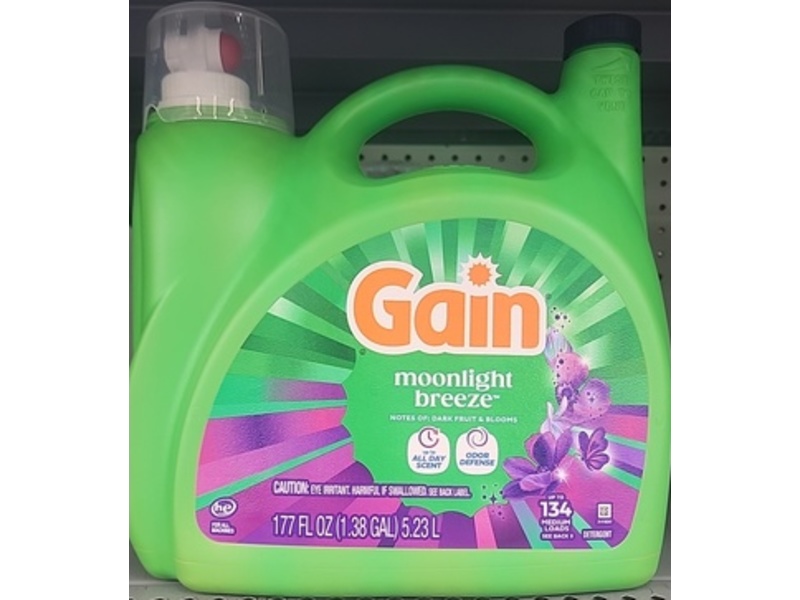 Gain Liquid Laundry Detergent, Moonlight Breeze, 134 Loads, 177 fl oz/5.23 L