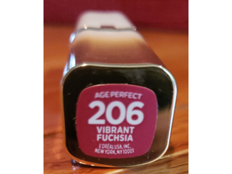 L'Oreal Paris Age Perfect Satin Lipstick, 206 Vibrant Fuchsia, 0.13 oz