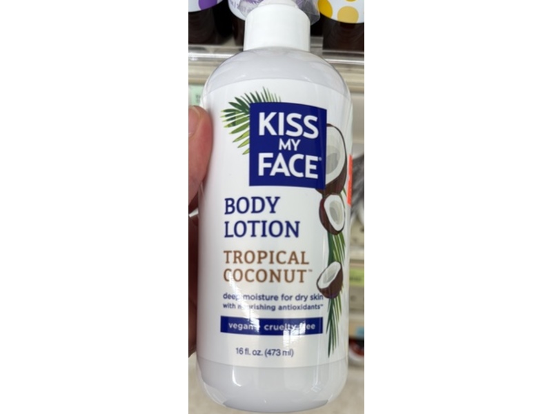 Kiss My Face Body Lotion, Tropical Coconut, 16 fl oz/473 mL