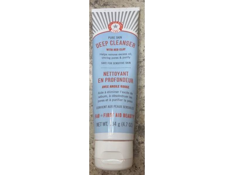 First Aid Beauty Pure Skin Deep Cleanser with Red Clay, Sensitive Skin, 4.7 oz/134 g