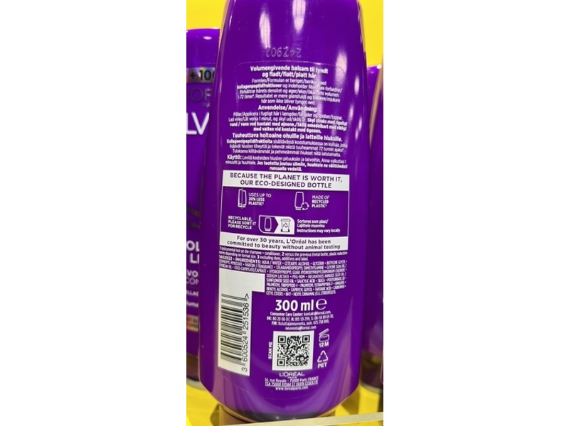 L'Oreal Paris Elvital Volumising Conditioner, Collagen Lifter, 300 mL