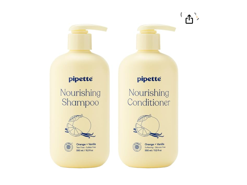 Pipette Nourishing Shampoo, Orange + Vanilla, 11.2 fl oz/330 mL, Pack Of 2