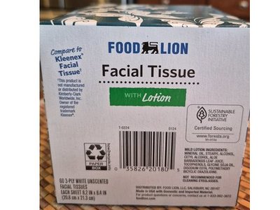 Food Lion Facial Tissue, Unscented, 180 Count