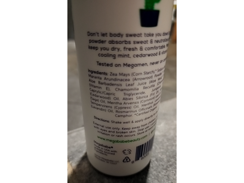 Megaman Dry Guy Body Powder, Cedarwood & Mint, 6 oz/170 g