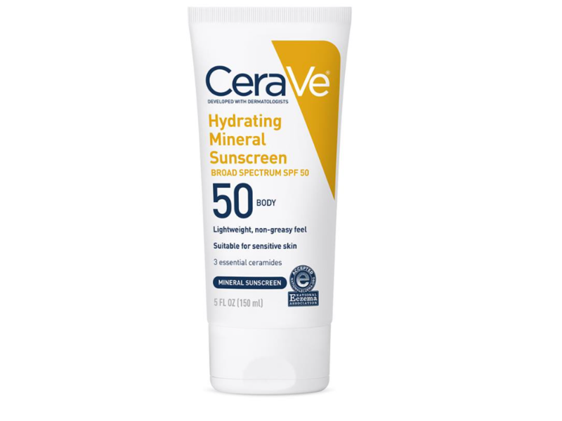 CeraVe Hydrating Mineral Sunscreen Body Lotion, SPF 50, 3 fl oz/85 g