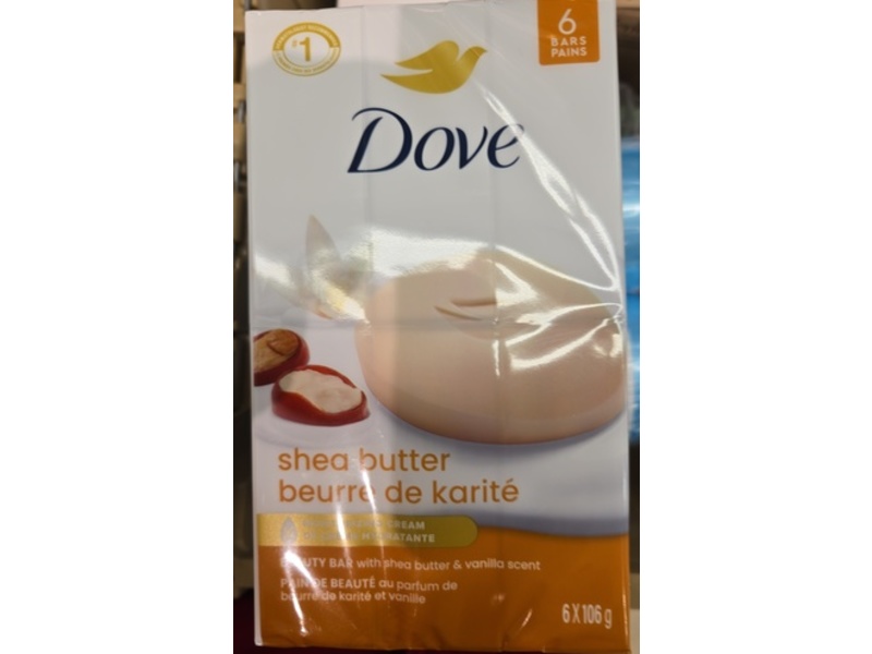 Dove Beauty Bar, Shea Butter & Vanilla Scent, 106 g, 6 Count