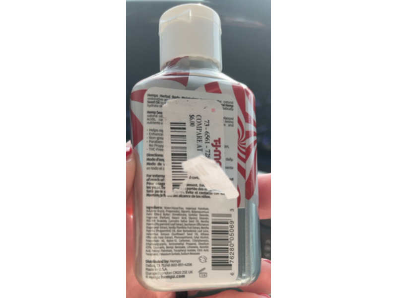 Hempz Herbal Body Moisturizer, Peppermint Vanilla Swirl, 2.25 fl oz/66 mL