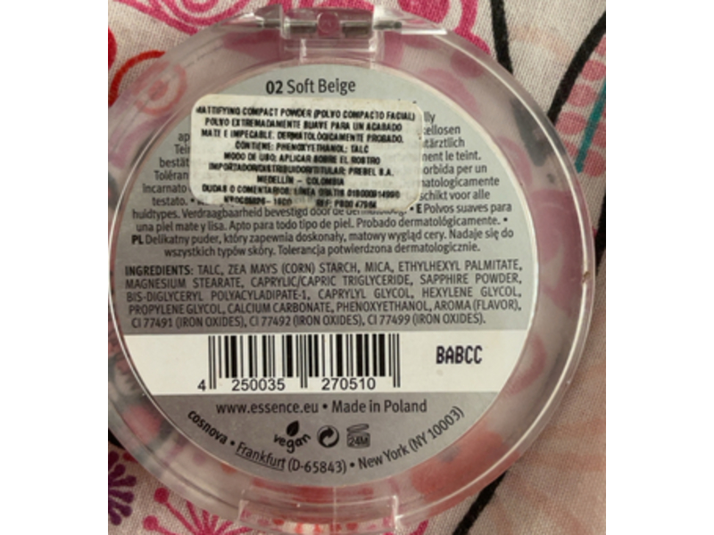 Essence Mattifying Compact Powder, 02 Soft Beige, 0.42 oz/12 g