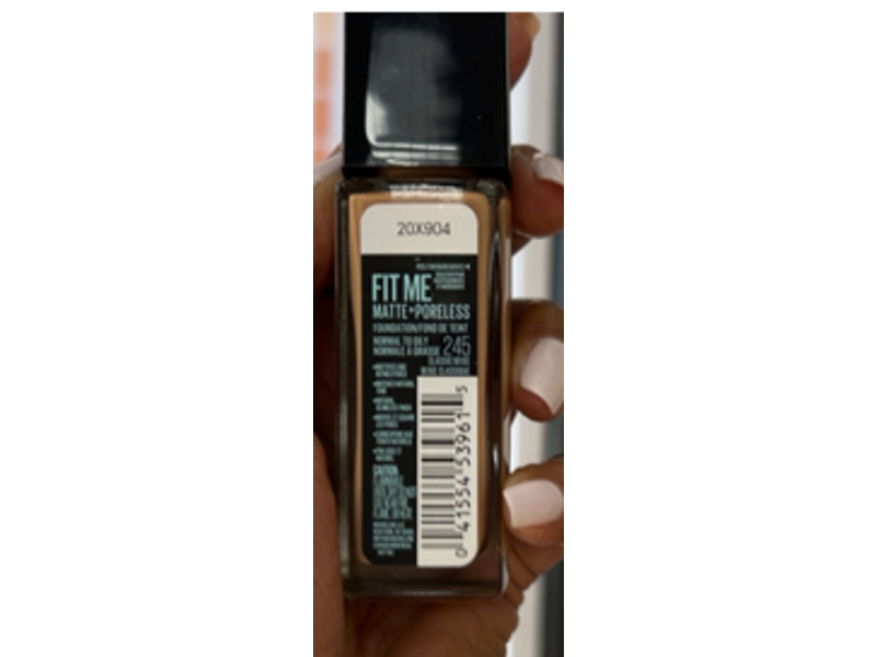 Maybelline Fit Me Matte + Poreless Foundation, 245 Classic Beige, 1 fl oz/30 mL