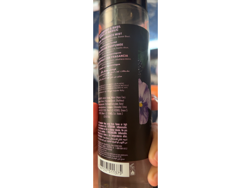 Bath & Body Works Fine Fragrance Mist, Blackberry & Basil, 8 fl oz/236 mL