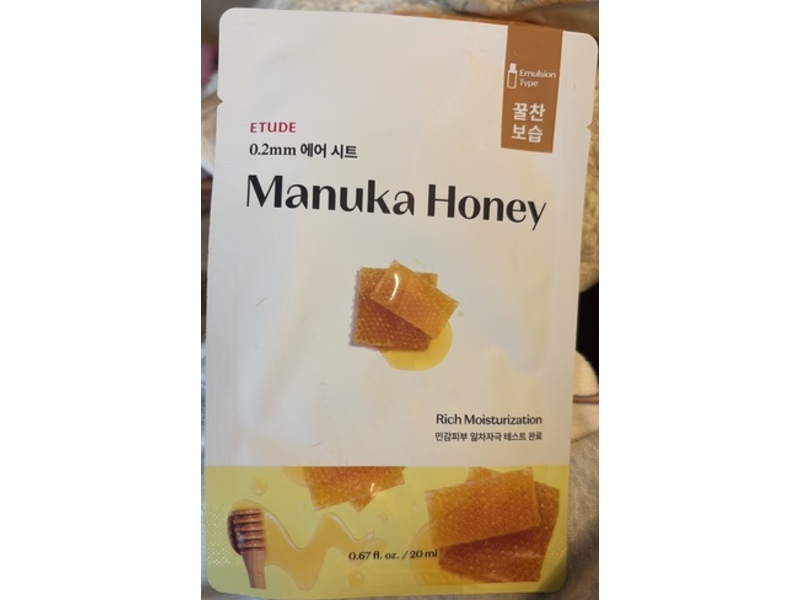 ETUDE Rich Moisturization Therapy Air Face Mask, Manuka Honey, 0.67 fl oz/20 mL