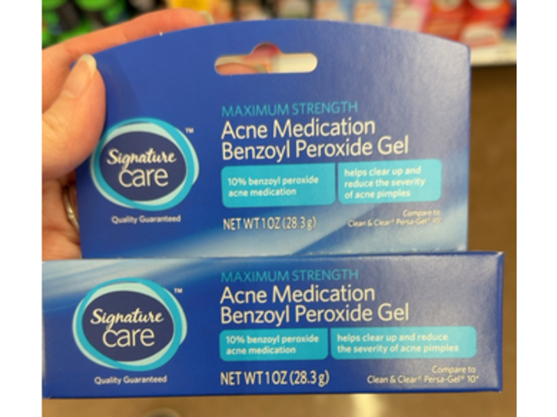 Signature Care Acne Medication Gel, Benzoyl Peroxide, 1 oz/28.3 g
