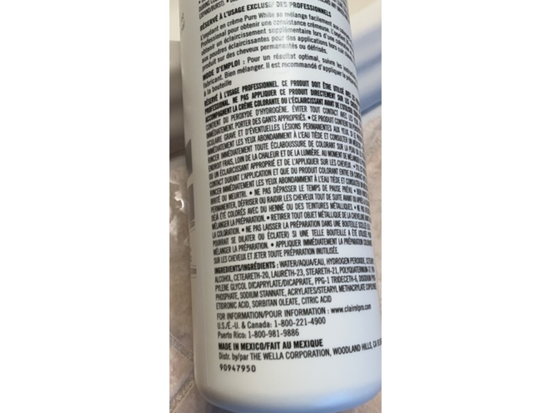 Clairol Professional Pure White Creme Developer, 30 volume, 16 fl oz/473 mL