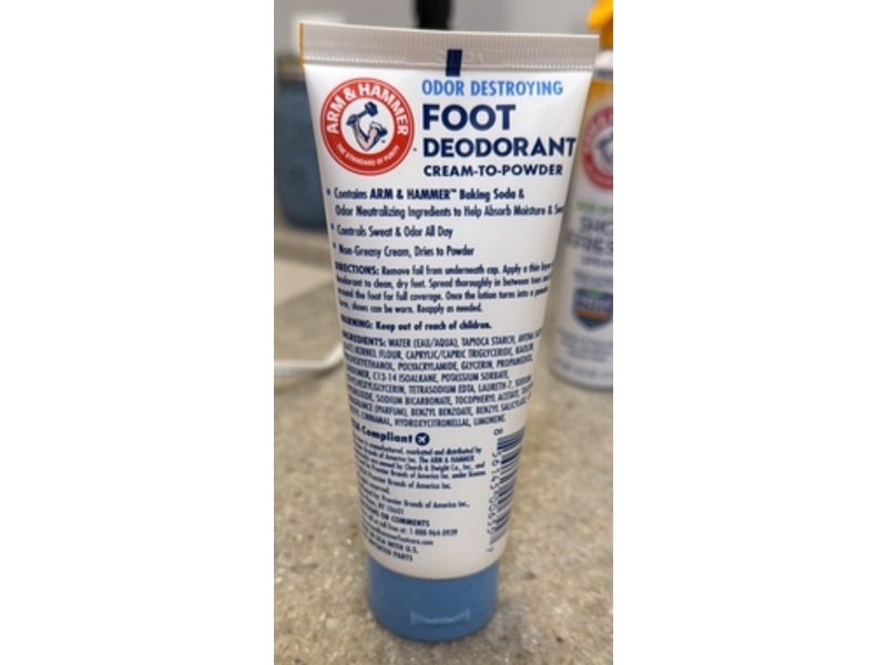 Arm & Hammer Odor Destroying Foot Deodorant Cream To Powder, Fresh Scent, 3.4 fl oz/100 mL