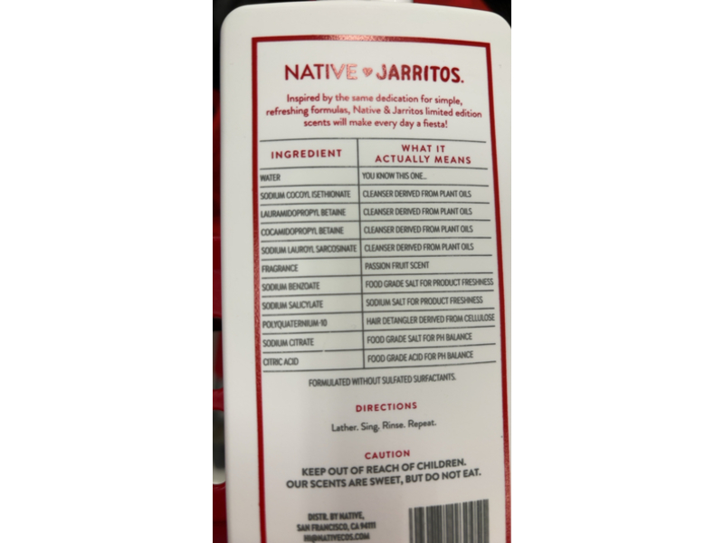 Native Jarritos Volumizing Shampoo, Passion Fruit, 16.5 fl oz/487 mL