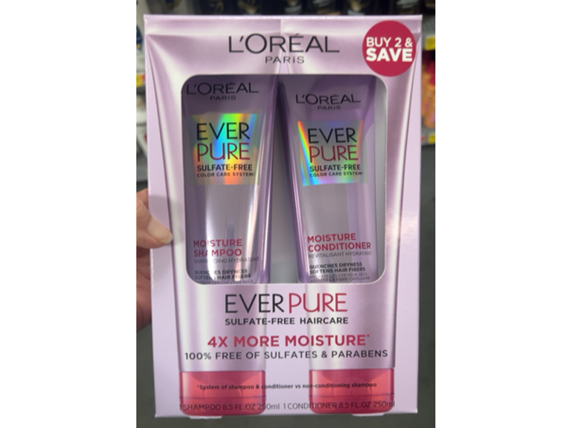 L'Oreal Paris Ever Pure Color Care System Moisture Shampoo & Conditioner, 8.5 fl oz/250 mL