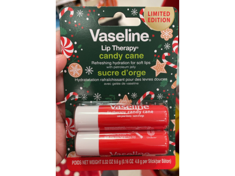 Vaseline Lip Therapy Set, Candy Cane, 0.16 oz/4.8 g