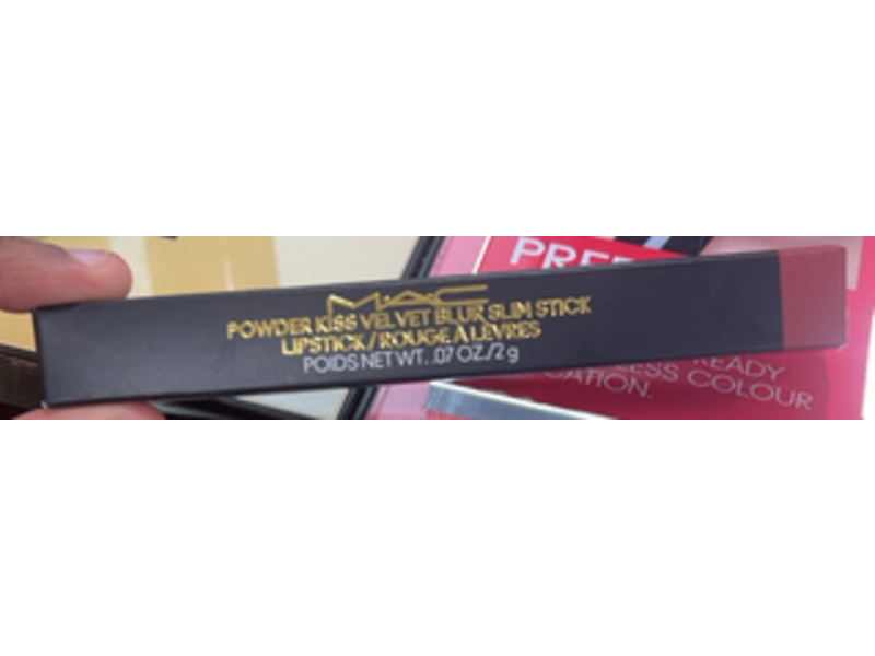 M.A.C. Powder Kiss Velvet Blur Slim Lipstick, Brickthrough, 0.07 oz/2 g