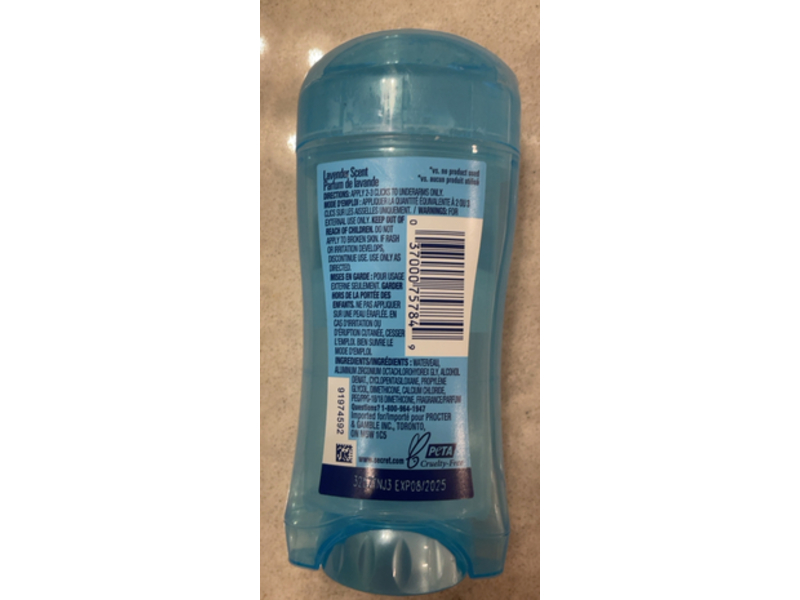 Secret Clear Gel Antiperspirant Deodorant, Relaxing Lavender, 2.6 oz/73 g