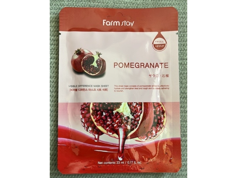 Farm Stay Visible Difference Mask Sheet, Pomegranate, 0.77 fl oz/23 mL