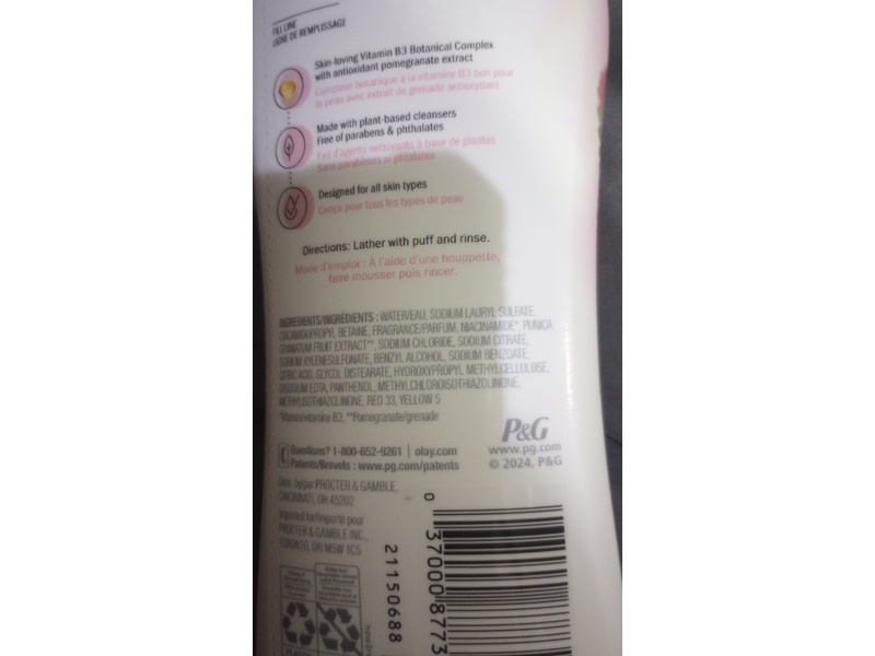 Olay Fresh Radiance Body Wash, Strawberry & Mint, 12.3 fl oz/364 mL