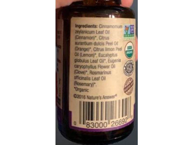 Nature's Answer 100% Pure Immune Defense Organic Blend, Essential Oil Blend, 0.5 fl oz/15 mL