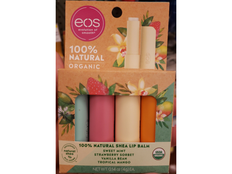 Eos 100% Natural Shea Lip Balm, 0.14 oz/4 g, 4 Pack