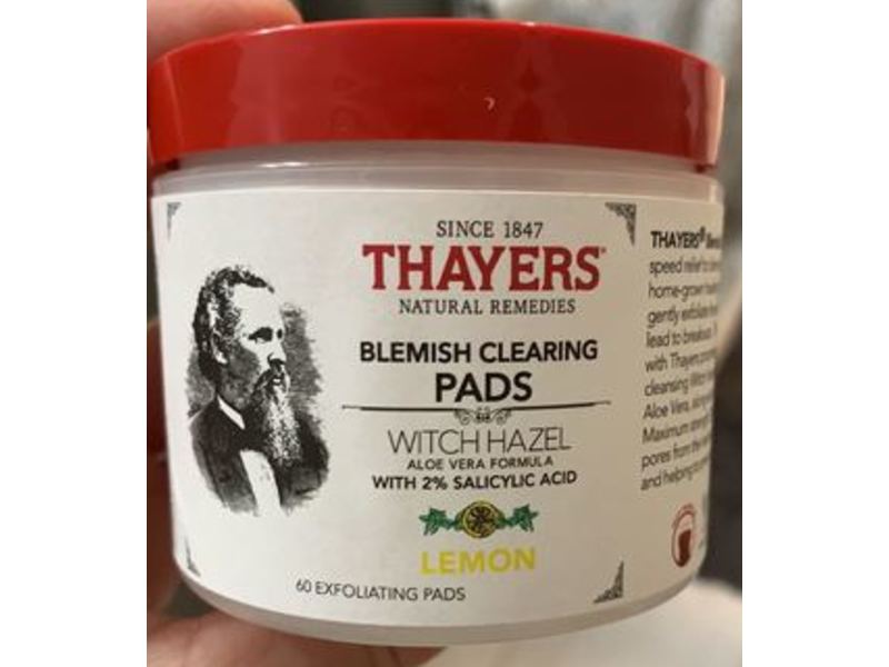 Thayers Blemish Clearing Exfoliating Pads, Witch Hazel & Lemon, 60 Count
