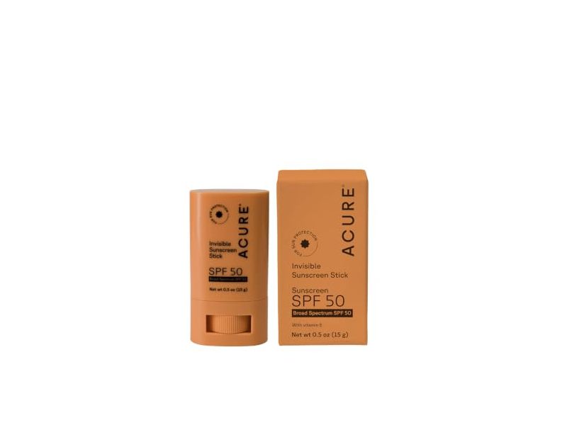 Acure Invisible Sunscreen Stick, SPF 50, Vitamin E, 0.5 oz/15 g