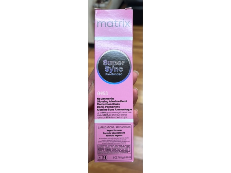 Matrix Super Sync Pre-Bonded Glossing Alkaline Demi-Permanent Coloration, 6M/6.8 Mocha Light Brown, 3 oz/85 mL