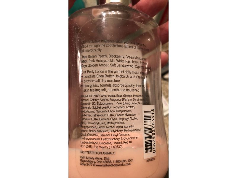 Bath & Body Works Rome Honeysuckle Amore Body Lotion, Vitamin E, Jojoba & Shea Butter, 8 fl oz/236 mL