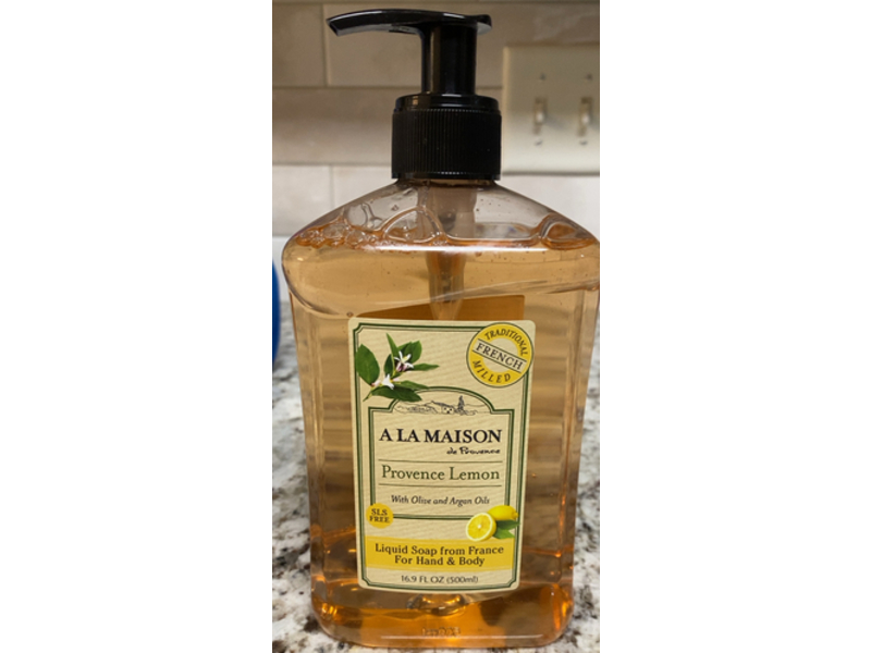 A La Maision De Provence Lemon Liquid Hand Soap, Olive & Argan Oil, 16.9 fl oz/500 mL