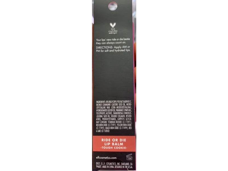 e.l.f. Ride Or Die Lip Balm, Tough Cookie, 0.42 oz/12 g