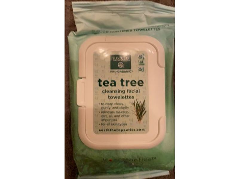 Earth Therapeutics Cleansing Facial Towelettes, Tea Tree, 30 Count