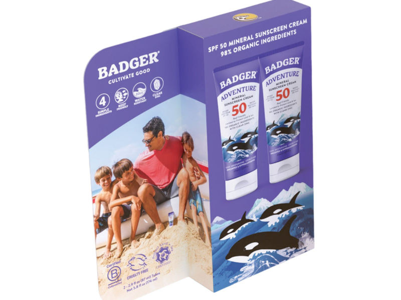 Badger Adventure Mineral Sunscreen, SPF 50, Clear ZInc, 2.9 fl oz/87 mL, Pack Of 2