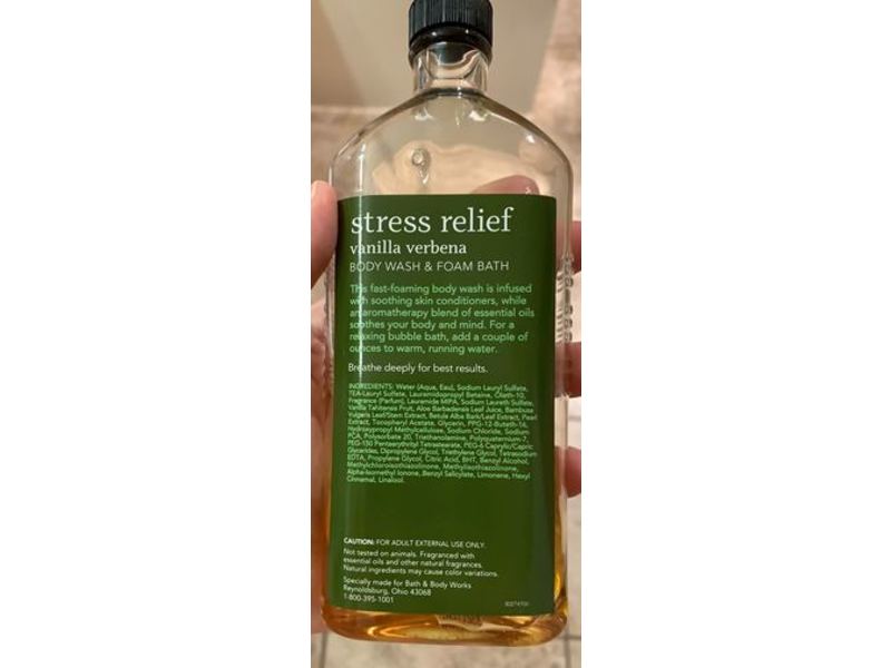 Bath & Body Works Stress Relief Aromatherapy Body Wash & Foam Bath, Vanilla Verbena, 10 fl oz/295 mL