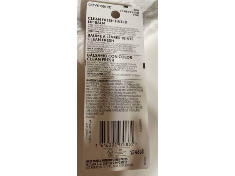 Covergirl Clean Fresh Tinted Lip Balm, 500 I Cherry-Ish You, 0.14 oz/4.1 g